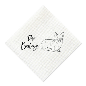 Corgi napkins are the perfect addition to your event! Pet themed party details are very popular, and this napkin is the perfect way to spark joy at your event. 