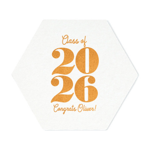 Commemorate this significant achievement with the Milestone Year Grad Coaster, boldly highlighting the graduation year, complemented by the graduate's name. A distinguished and practical keepsake for any graduation celebration.