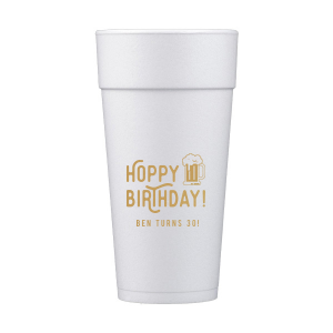 Raise a glass—and a laugh—with the Hoppy Birthday Foam Cup! Featuring vibrant "Hoppy Birthday" text and a foaming beer mug, it’s the ultimate brew-themed bash accessory. Customize with the celebrant’s name for cheers guaranteed from every sip!