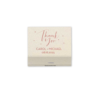 Gratitude with a Sparkle. Light up your appreciation with the Thank You Matchbook. The handwritten-style 'Thank You' dances amidst a playful smattering of dots, radiating heartfelt gratitude. With space for personalization below, it adds a charming touch to any occasion.