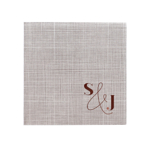 Set a striking table with the Bold and Modern Initials Napkin where robust, bold initials meet a fine-lined, scrolling ampersand. This artful contrast creates a sophisticated statement piece, perfect for contemporary weddings or events that celebrate elegance.