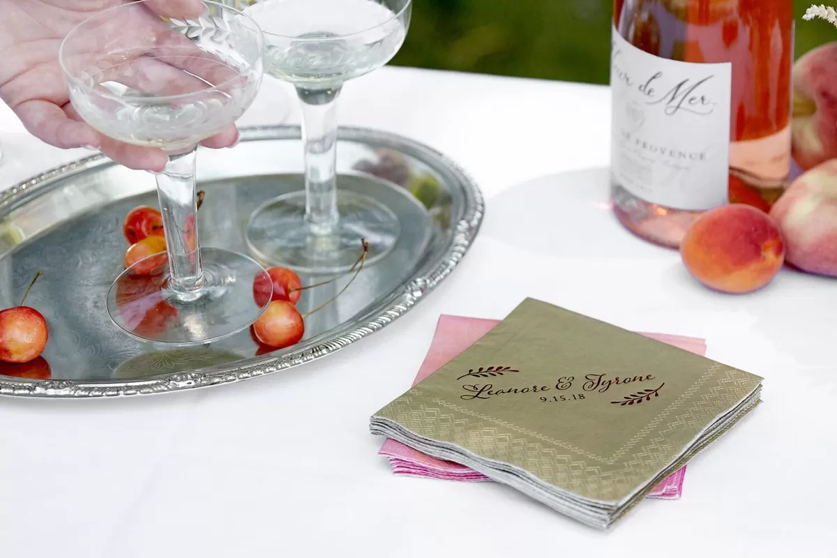champagne shimmer wedding cocktail napkins