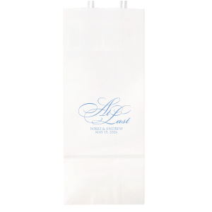 Our custom White Gift Bag with Satin French Blue Foil will look fabulous with your unique touch. Your guests will agree!