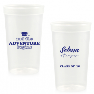 The ever-popular And The Adventure Begins Class Of Cup with amazing graphic are a must-have for your next event—your special graduation day! 