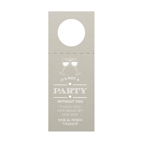 Add a personal toast to your gift with the It's Not a Party Without You Wine Tag, featuring festive clinking glasses. The heartfelt message and space for the couple's names turn any bottle into a token of appreciation and shared joy.