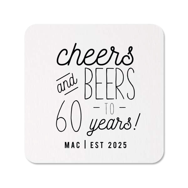 The ever-popular White Square Coaster with Shiny Turquoise Foil will make your guests swoon. Personalize your party's theme today.
