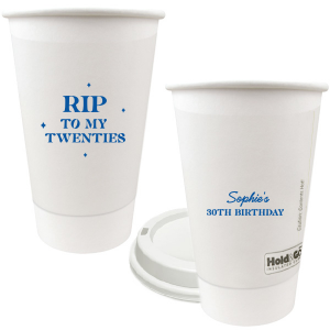 Commemorate a milestone birthday with the New Decade Starburst Cup, personalized with the honoree's name and the dawn of a new era. Featuring "RIP to my twenties" or your custom age farewell, this cup is sprinkled with celebratory stars, perfect for commemorating the next fabulous decade.