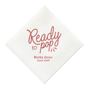 The ever-popular Pearl Gold Shimmer Cocktail Napkin with Shiny Rose Quartz Foil has a Ready to Pop graphic and is good for use in Words, Baby Shower themed parties and can't be beat. Showcase your style in every detail of your party's theme!