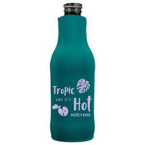 Customize our tropical bachelorette can cooler! This is perfect for a tropical bachelorette party theme. You'll be sipping in style with custom can coolers. 