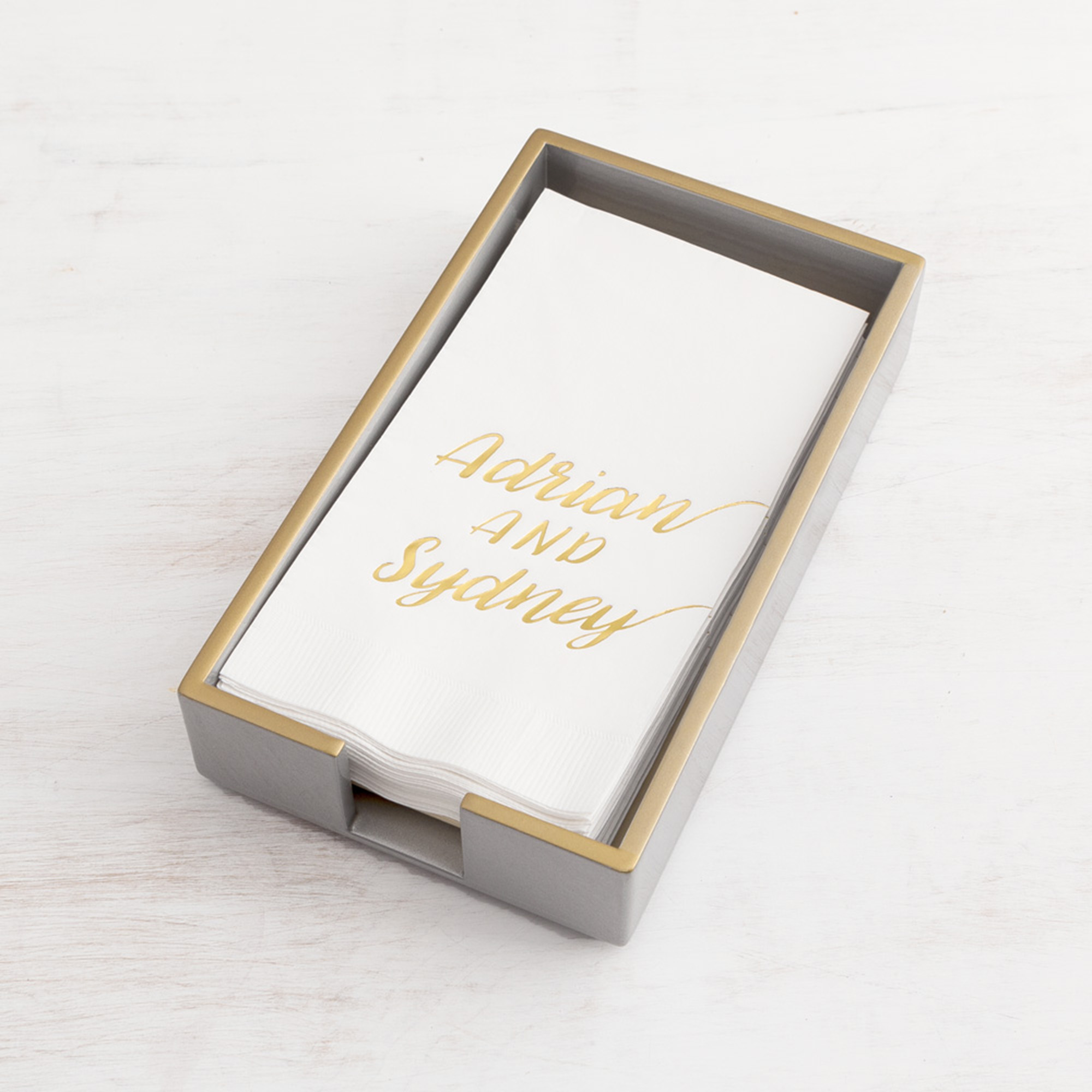 silver hand towel tray lifestyle