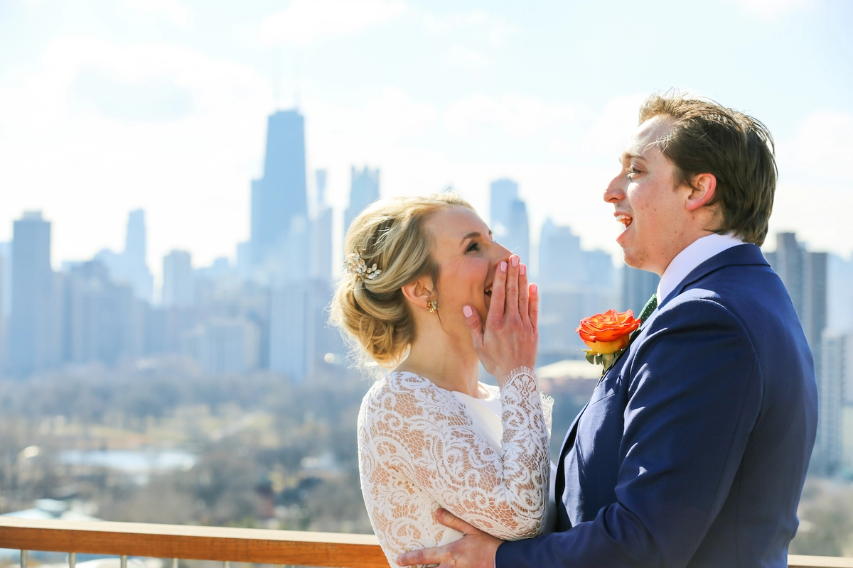 Max and Haylie's Geometric Gold and Green wedding