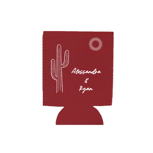 Beat the heat with the help of the Southwest Sun Can Cooler. The high quality cooler keeps your drink frosty cold all while coming in the color of your choice. Customize the text to add your own personal touch for your next summertime bash!