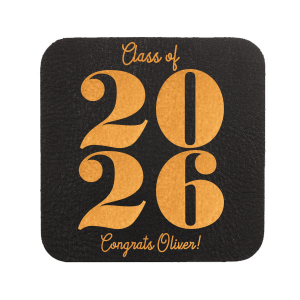 Commemorate this significant achievement with the Milestone Year Grad Coaster, boldly highlighting the graduation year, complemented by the graduate's name. A distinguished and practical keepsake for any graduation celebration.