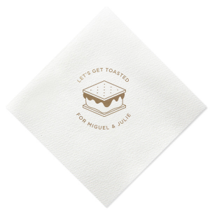 This S'more napkin is perfect for the outdoorsy couple or pair that loves to camp. This custom napkin will be adorable at a wedding or event!