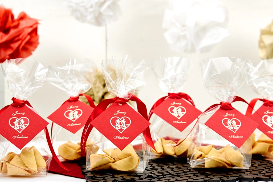 double happiness wedding favor gift tags