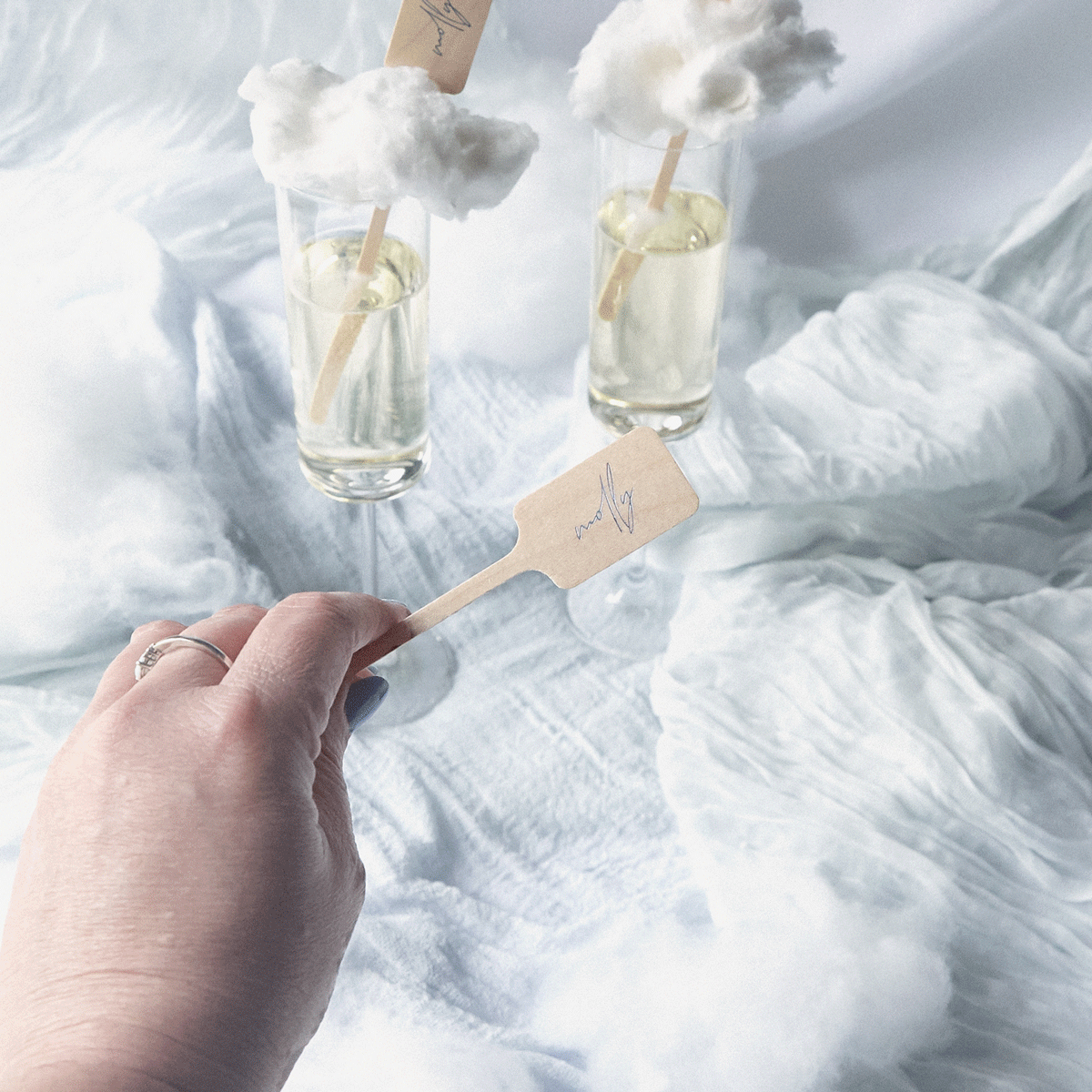 Cloud 9 Bridal Shower Stir Stick Rectangle Stir Stick 2sided For