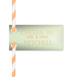 Say cheers to the new couple with these personalized straw tags! The Mint paper, Copper foil and modern block letters will make a lush accent to the bar of your greenery themed bridal shower, engagement party or wedding. 