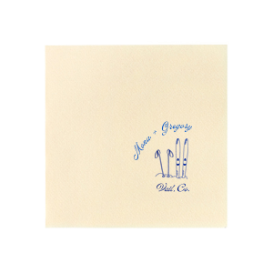 Enjoy the sporty design of the Couples Ski Napkin. Featuring a pair of skis and ski poles next to one another, the design reflects a classic pairing just like you and your significant other! The customizable napkin design is perfect for outdoor or wintertime themed events.