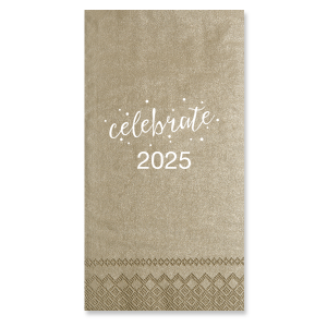 Sprinkle your festivities with the Celebrate Confetti Party Napkin, bursting with 'celebrate' in spirited script amidst a shower of confetti dots. Tailor with a name or special year, infusing your occasion with an unmistakable air of celebration.