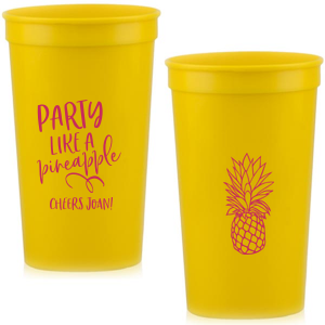 Embrace the Tropical Spirit with the Party Like a Pineapple Cup. Featuring a lively phrase on one side and a stunning pineapple graphic on the other, this cup captures the hashtagable insta worthy motto, “Be a pineapple. Stand tall, wear a crown and be sweet on the inside.” Perfect for those who bring a touch of vibrant charm to every celebration.

