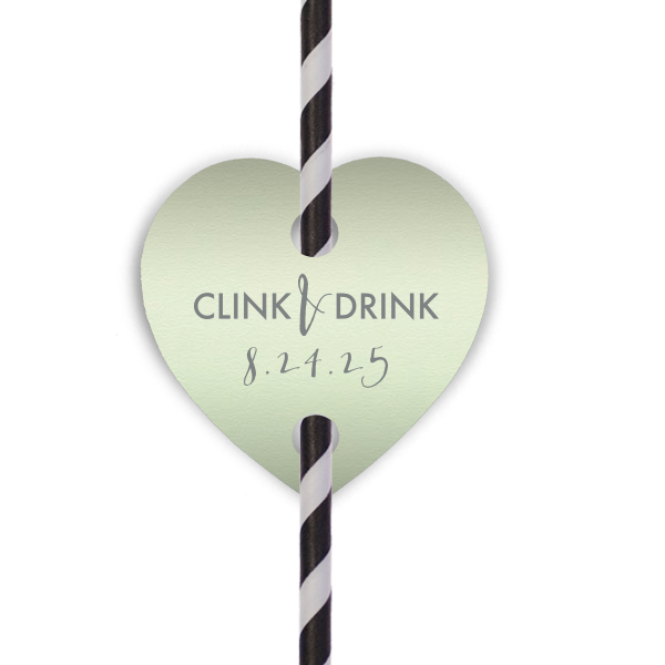 Jazz up your drinks with the Clink & Drink Straw Tag, blending celebration with elegance. The playful ampersand and customizable date make each sip an invitation to toast and enjoy the festivities.