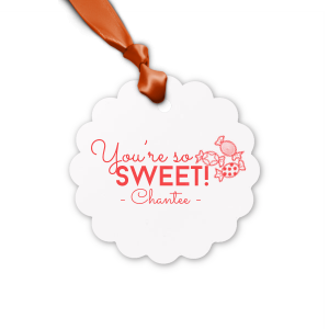 Personalized Poptone Teal/Peacock Rectangle Gift Tag with Matte Mimosa Yellow Foil has a Candy graphic and is good for use in Kid Birthday, Food, Birthday themed parties and can be customized to complement every last detail of your party.