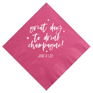 Our beautiful custom Fuchsia Cocktail Napkin with Matte White Foil has a Sparkles 4 graphic and is good for use in Wedding themed parties and can't be beat. Showcase your style in every detail of your party's theme!