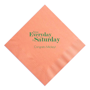 Celebrate a new chapter with the Everyday is Saturday Retirement Napkin, perfect for celebrating retirement. “Congrats” and the retiree’s name personalize a joyful message, making it an ideal accessory for this significant milestone.