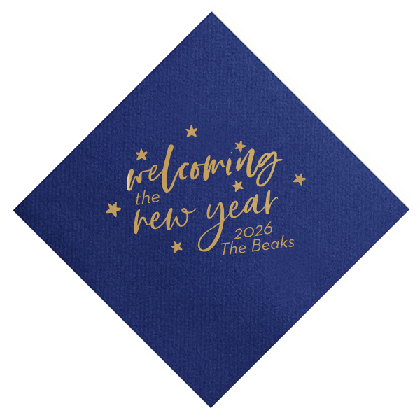The ever-popular Navy Dinner Napkin with Satin 18 Kt. Gold Foil will give your party the personalized touch every host desires.