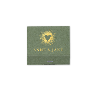 Custom Shiny White 40 Strike Match with Shiny 18 Kt Gold Foil Color has a Dotted Heart graphic and is good for use in Hearts, Wedding themed parties and will add that special attention to detail that cannot be overlooked.