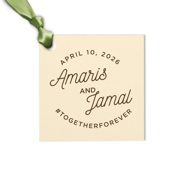 Personalized Linen Eggshell Luggage Gift Tag with Shiny 18 Kt Gold Foil are a must-have for your next event—whatever the celebration!