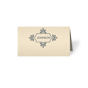 Our beautiful custom Natural Ivory Regal Place Card with Matte Navy Foil has a Love Buds Frame graphic and is good for use in Frames, Floral, Wedding themed parties and couldn't be more perfect. It's time to show off your impeccable taste.