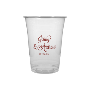 Sip in style with the Formal Names Swirly Script Cup, where elegance meets celebration. The couple's names take center stage, rendered in a beautiful script full of curls and swirls. This convivial design, completed with the event date, adds a touch of sophistication, making every drink a part of the joyous occasion.
