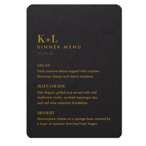 Rounded Menu Cards & Programs, Thermography Printing