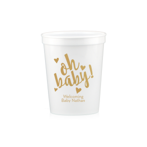 Expect good times with our Oh Baby Cup! Available in a variety of cup styles and colors, customize the design to with names and details to help welcome your own bundle of joy into the world.