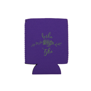 ForYourParty's elegant Lavender Flat Can Cooler with Matte Moss Green Ink Cup Ink Colors has a Peony Flourish 2 graphic and is good for use in Floral themed parties and will impress guests like no other. Make this party unforgettable.