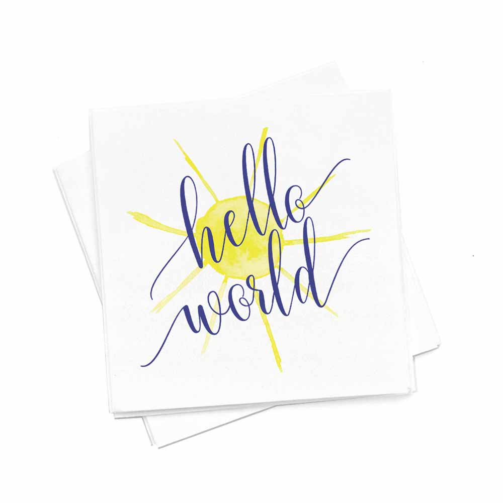 Hello World Photo Cocktail Napkins