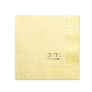 Our personalized Super Gold Shimmer Cocktail Napkin with Matte Black Foil can't be beat. Showcase your style in every detail of your party's theme!