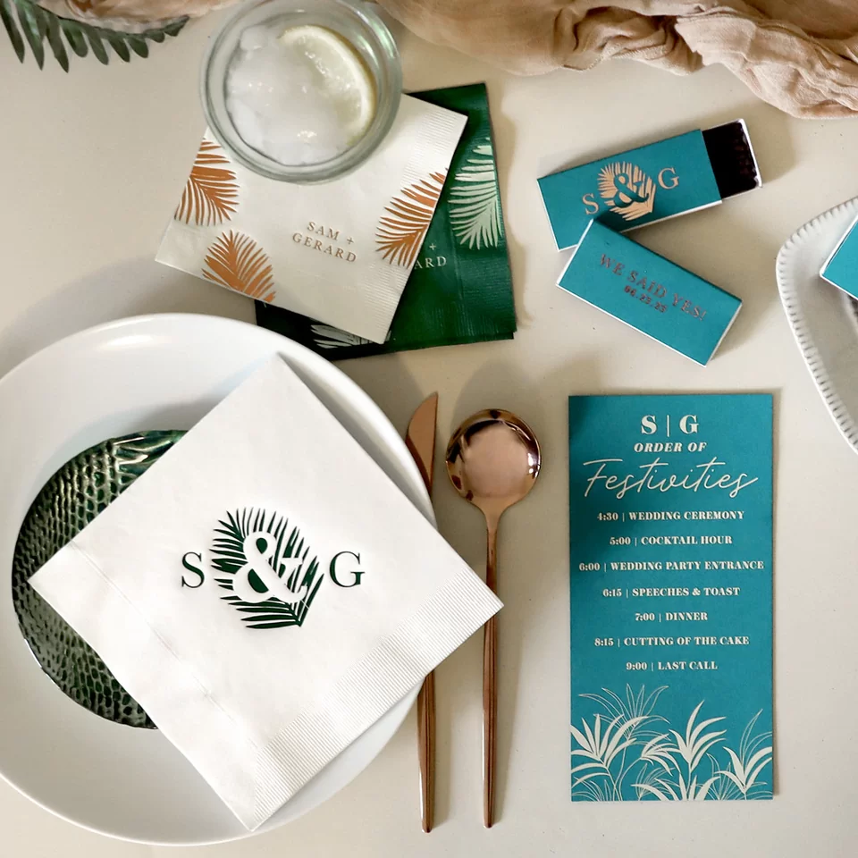 Leaf Ampersand Initials Napkin