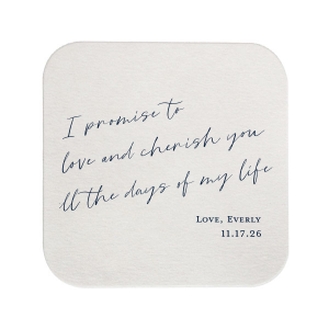 ForYourParty's chic Eggshell Square Coaster with Matte Navy Foil will make your guests swoon. Personalize your party's theme today.