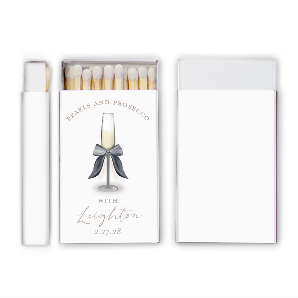 Pearls and Prosecco Full Color Matchbox
