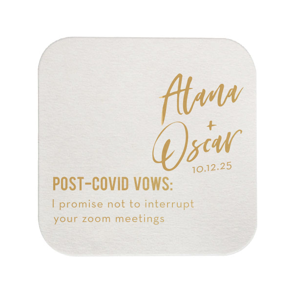 ForYourParty's chic Eggshell Square Coaster with Satin 18 Kt. Gold Foil will add that special attention to detail that cannot be overlooked.