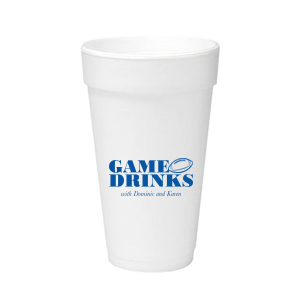 Personalized Matte Royal Blue Ink 12 oz Styrofoam Cup with Matte Royal Blue Ink Cup Ink Colors has a Football graphic and is good for use in Sports themed parties and can't be beat. Showcase your style in every detail of your party's theme!