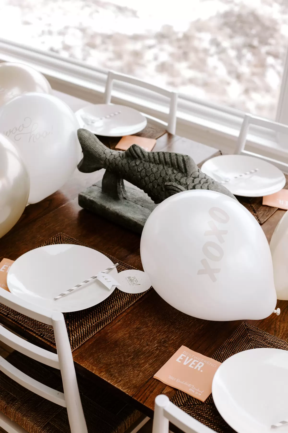 personalized balloons at coral bachelorette weekend