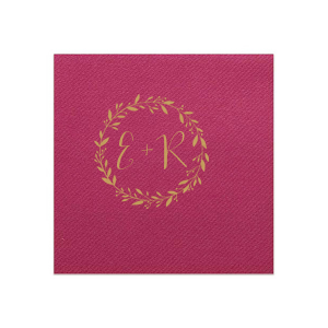 Adorn your celebration with the Initials Leaf Frame Napkin, featuring a leafy wreath that elegantly showcases the couple's initials. It's a tasteful nod to nature's beauty, perfect for adding a personal touch to any event.