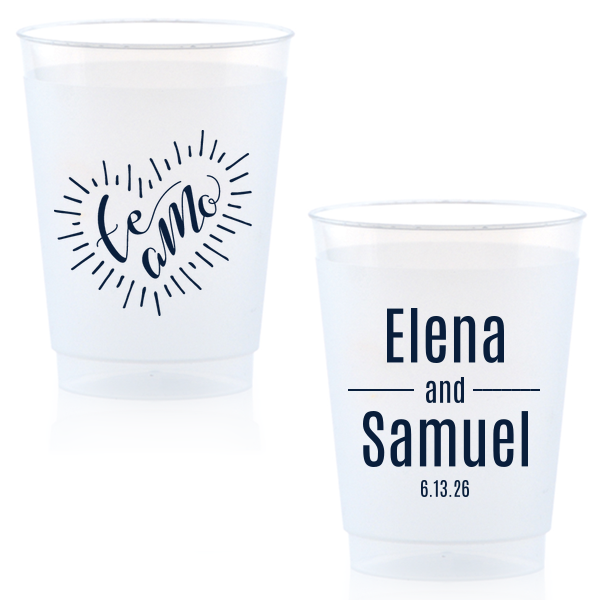Our beautiful custom Matte Navy Ink 16 oz Frost Flex Cup with Matte Navy Ink Print Color has a Te Amo graphic and is good for use in Words themed parties and will make your guests swoon. Personalize your party's theme today.