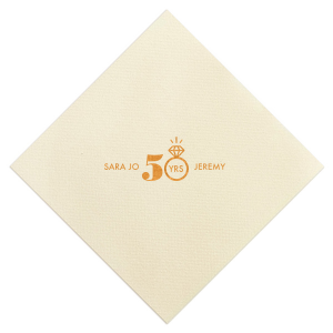 ForYourParty's chic Ivory Cocktail Napkin with Shiny Copper Foil has a Diamond Ring graphic and is good for use in Wedding, Bridal Shower themed parties and couldn't be more perfect. It's time to show off your impeccable taste.