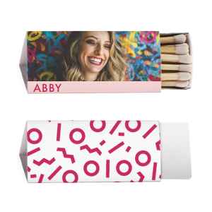 ForYourParty's personalized White Classic Custom Photo Matchbox with Matte Blush Ink Digital Print Colors and Matte Fuchsia Ink Digital Print Colors has a Confetti Shape Pattern graphic and is good for use in Birthday, Full Bleed, Southwestern themed parties and couldn't be more perfect. It's time to show off your impeccable taste.