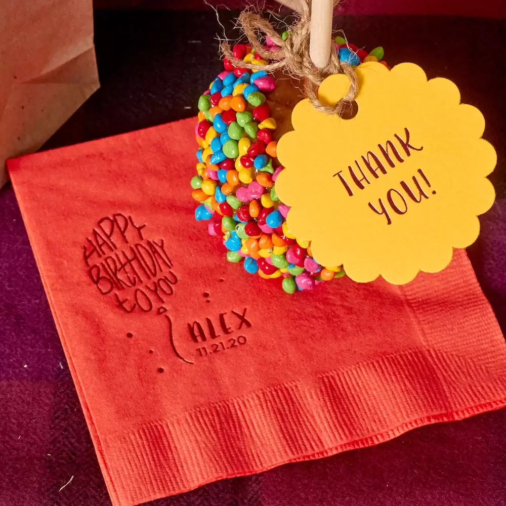 personalized napkin with cute custom gift tags for personalized party favors