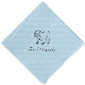Looking for a bulldog wedding party detail? This unique napkin design is for you. Customize this party accessory with your last name, 